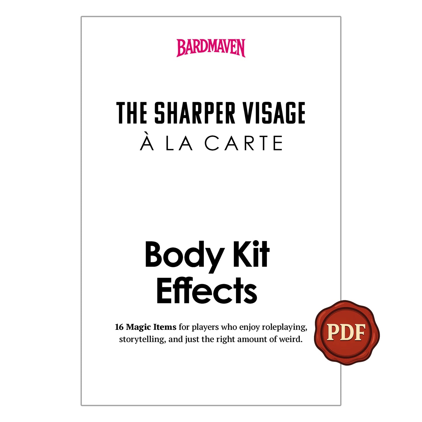 Cover for Body Kit Effects PDF – 16 D&D magic items 5e players can use to make their character be more memorable and fun