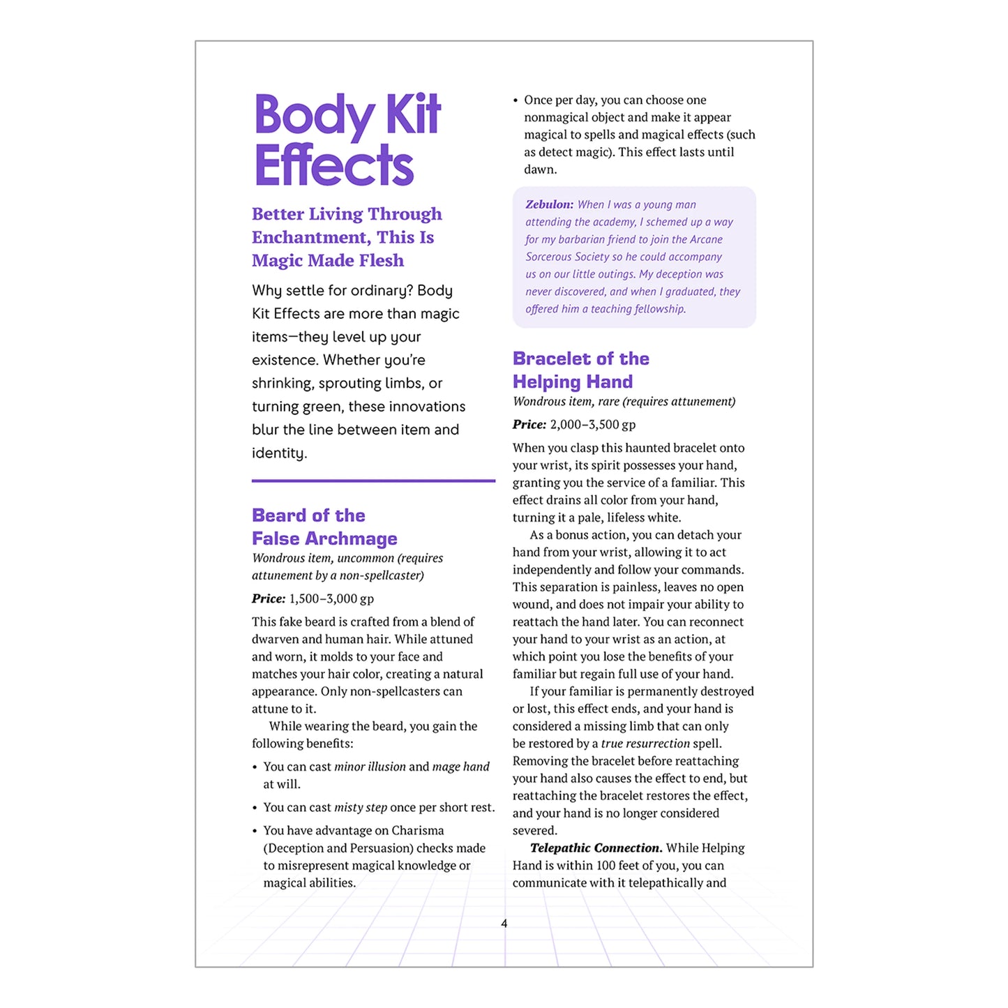 Body Kit Effects (PDF) — 5e Magic Items for Fun Characters